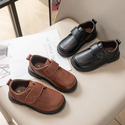 Boys Leather Shoes New Fashion Kids Causal School Formal Flat Shoes Black Brown Simple Performance Children Uniform Shoes