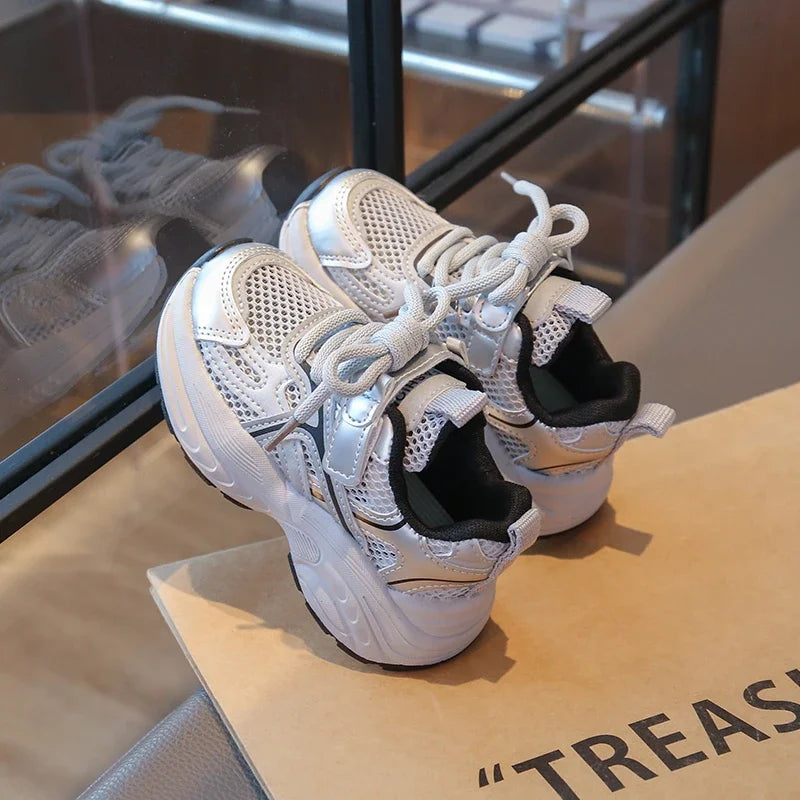 Kids Sneakers Mesh Breathable Girls Running Shoes Non-slip Thick Soft Sole New Children Sports Shoes Mesh Breathable Trendy