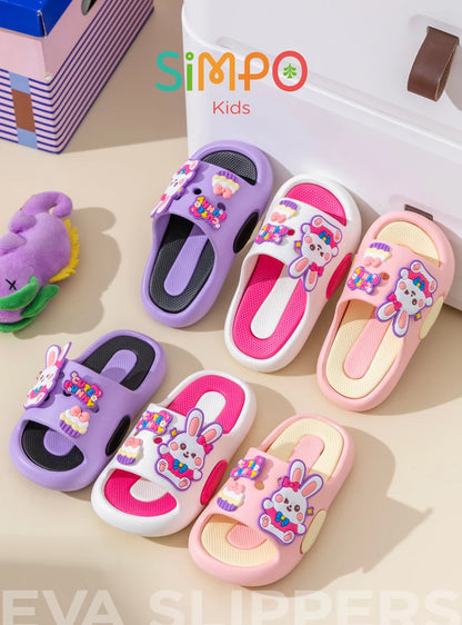 Cute Bunny Children's Home Slippers Girls' Summer Footwear Beach Sandals For Kids Thick Sole Soft Non-slip Home Bathroom Shoes