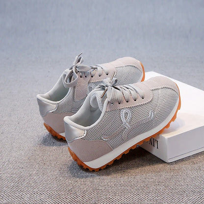 Children's Sneakers 3-18 Years Old Four Seasons Yellow Breathable Boys Girls Casual Shoes Gray Soft Non-slip Kids Running Shoes