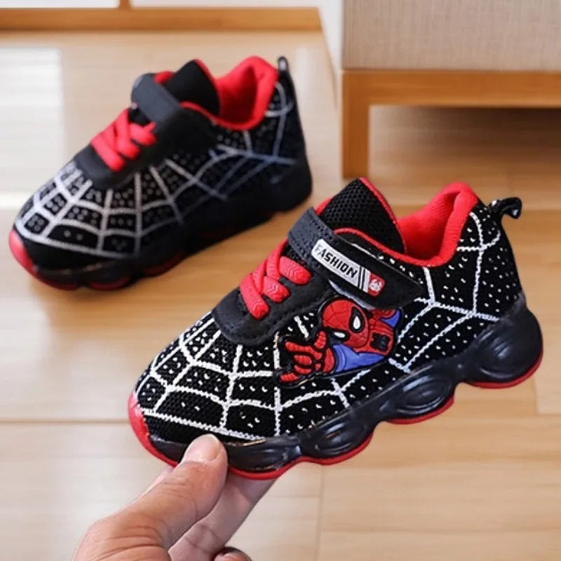 New Boys Breathable Lighted Sneakers Spiiderman Children's  Luminous Shoes Student Teenager Sport Shoes Kids Casual Shoes