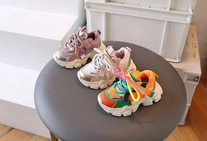 Girls & Boys Casual Sneakers Soft Sole Sports Shoes For Child Autumn colorful