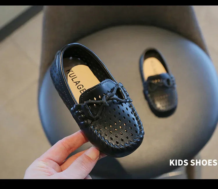 Kids Fashion Casual Shoes Slip-on Flats Boys Moccasins  Solid Color 2025 New Hot Soft Breathable Simple Hollow Children Loafers