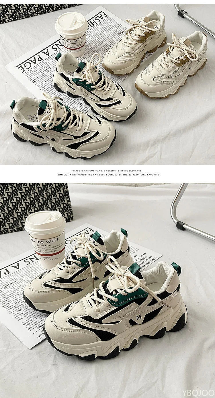 Ladies New fashion Shoes Thick soled comfortable Sneakers Trendy versatile leather shoe Casual breathable Women's shoes Mujer
