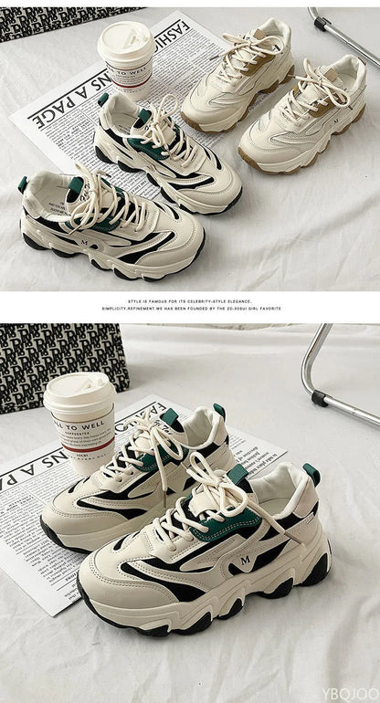 Ladies New fashion Shoes Thick soled comfortable Sneakers Trendy versatile leather shoe Casual breathable Women's shoes Mujer