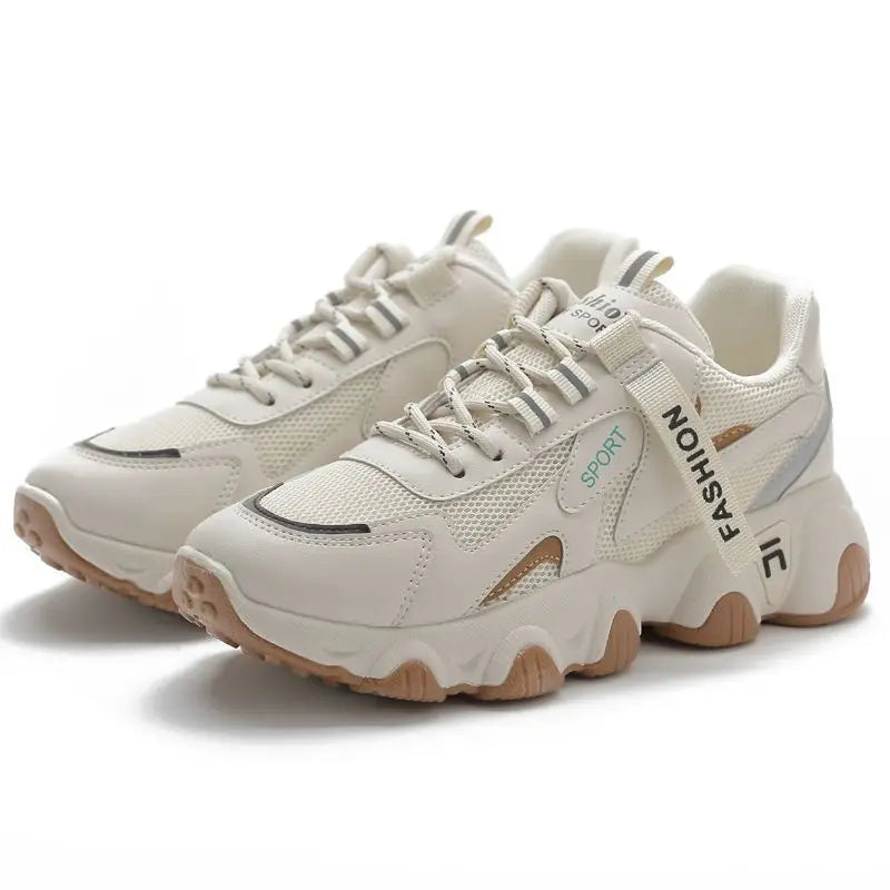 Zapatillas Mujer Sneakers Trendy Mesh Platform Sneakers Leather Shoes Breathable Socofy Casual Sports Shoes Women Flats