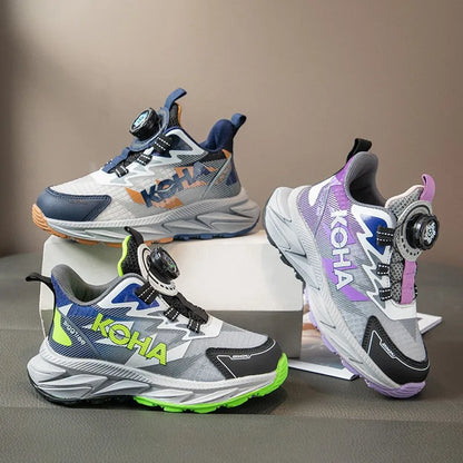 Boys Running Shoes with Rotating Buttons Breathable Comfortable Dad Sneakers Kids Sports Shoes for Autumn Season New Arrival