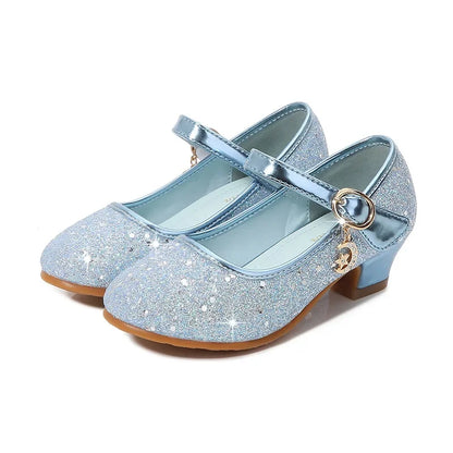 Girl High Heels Princess Shoes Halloween Cosplay Kids Shiny Party Dress Up Leather Shoe for School Uniform Wedding