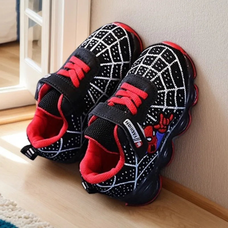 New Boys Breathable Lighted Sneakers Spiiderman Children's  Luminous Shoes Student Teenager Sport Shoes Kids Casual Shoes