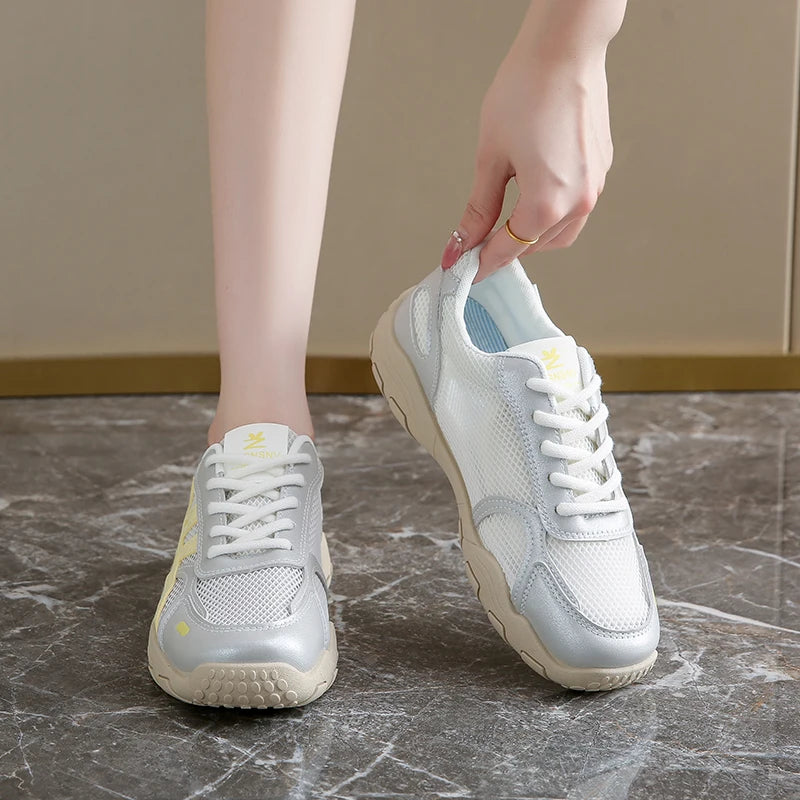 Women's Shoes Casual Platform Shoes Women Round Toe Lace-Up Tennis Vulcanized Sneakers New Style Korean Couple Elderly Shoes