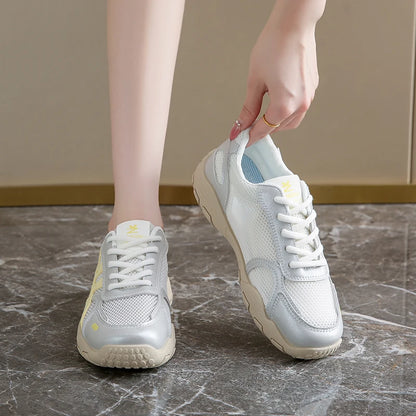 Women's Shoes Casual Platform Shoes Women Round Toe Lace-Up Tennis Vulcanized Sneakers New Style Korean Couple Elderly Shoes