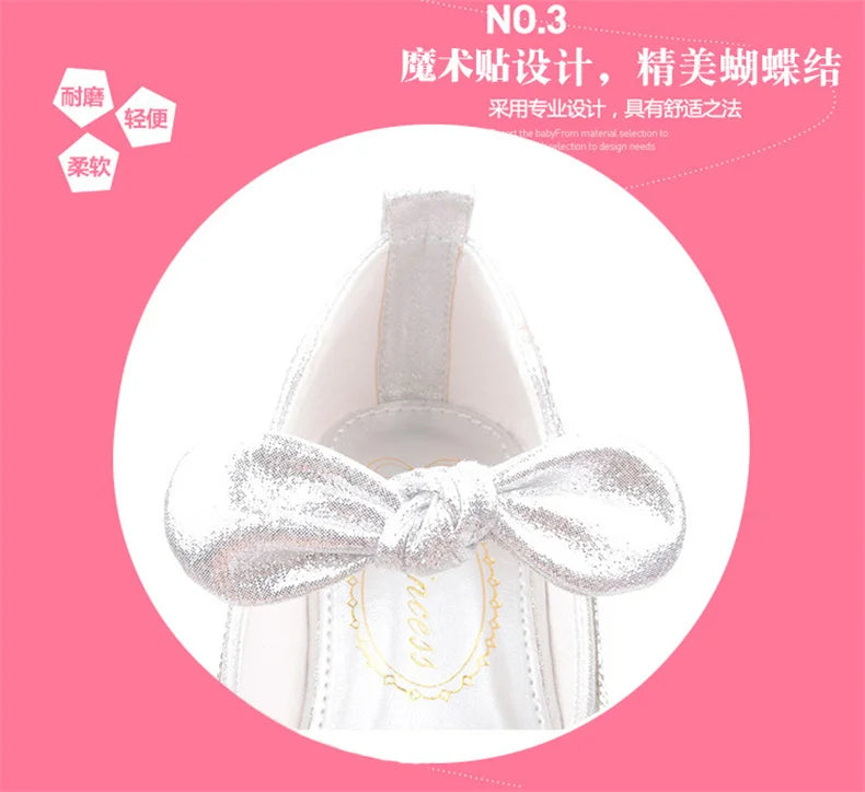 Girls Wedding Shoes Glitter New Brand Flat Heels Children Princess Sandals Dance Kids Fashion Party Shoes with Pearl