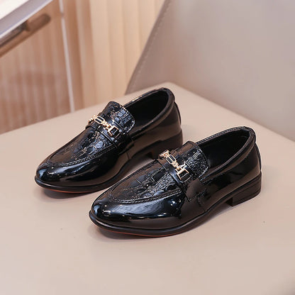 Boys Formal Shoes Black Classic Children Leather Shoes Point Toes Soft Bottom Spring Autumn Kids Flat Shoes British Style