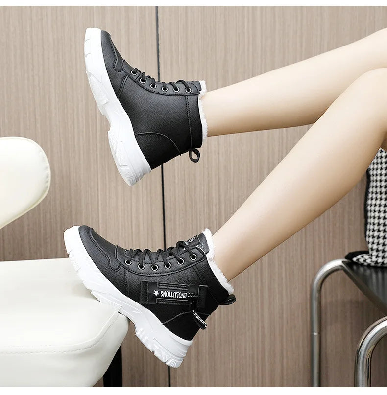 zapatos de mujer Designer Sneakers for Women Casual High Top Shoes Womens Winter Plush Lined Warm Thick Lace-up Sports Shoes