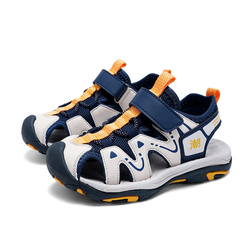 Summer Kids Beach Sandals Shoes Closed Toe Anti Bump Children's Walking Flat Shoe Outdoor Breathable Boy's Soft Sole Sandals