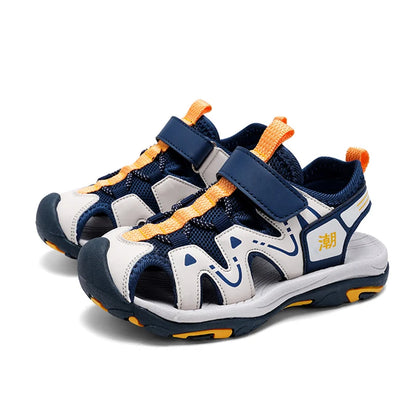 Summer Kids Beach Sandals Shoes Closed Toe Anti Bump Children's Walking Flat Shoe Outdoor Breathable Boy's Soft Sole Sandals