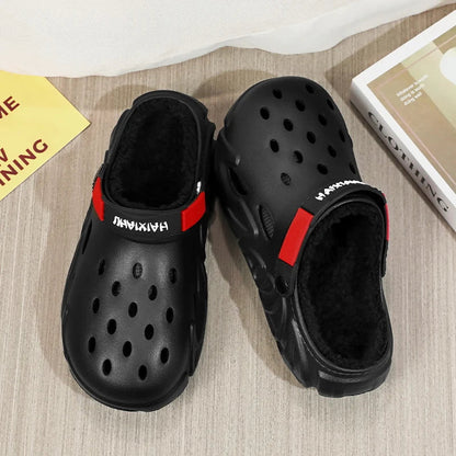 Winter Warm Home Slippers Men Waterproof Fur Clogs Slippers Garden Slippers Fuzzy Plush Slippers Bedroom Shoe For Indoor Outdoor (Available)