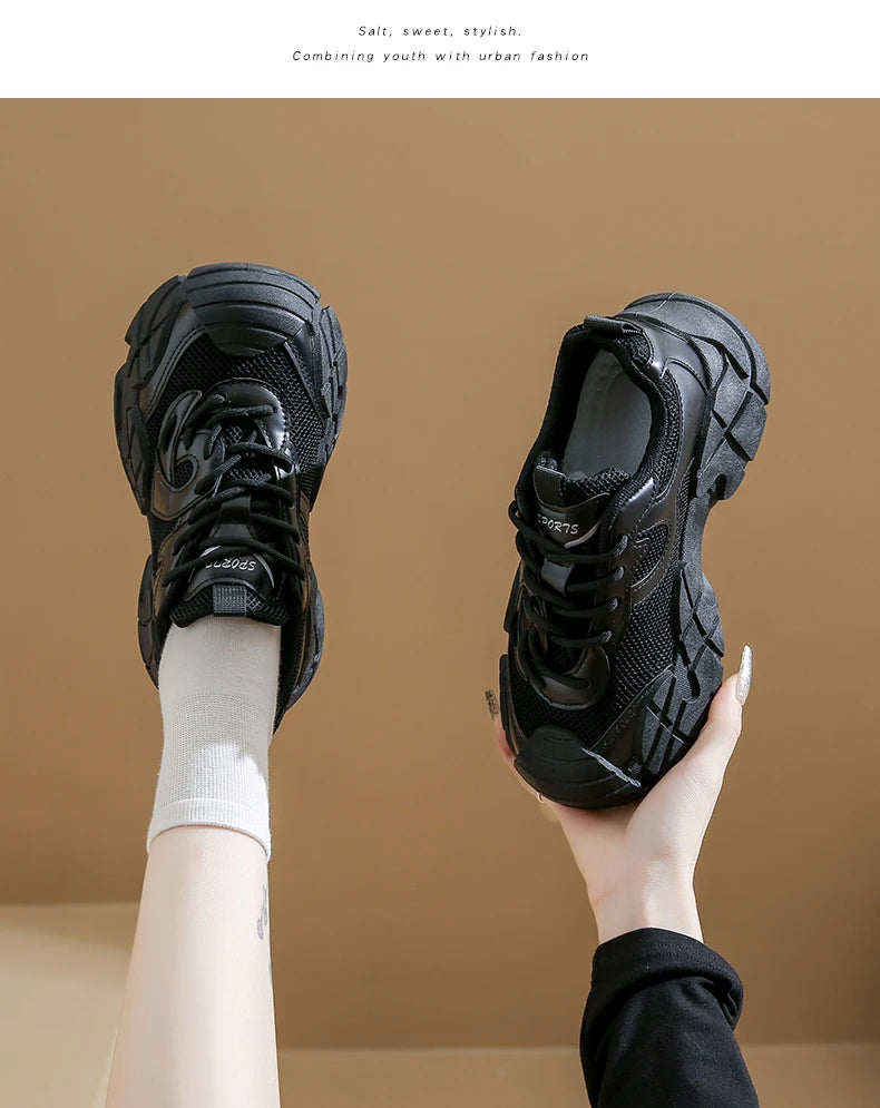 Women Platform Sneakers Lace Up Running Sports Shoes Soft Breathable Tennis Sneakers Casual Outdoor Comfortable Shoes For Female