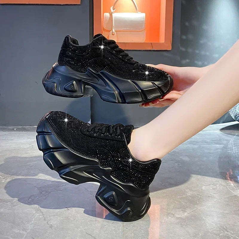 Shoes for Women New Shiny Rhinestone Women's Sneakers Shoes Autumn Korean Fashion Thick Sole Sports Shoes Zapatos De Mujer