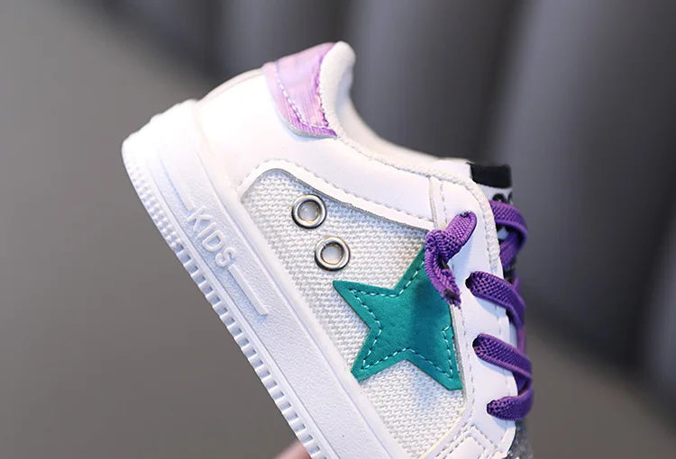 Kids Sneakers 2022 Spring Girls Fashion Glittering and Antiskid Children Chunky Sneakers Baby Shoes Casual Sport Running Sneaker
