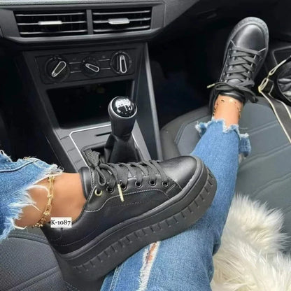 White Shoes Casual Shoes for Women 2025 New Platform Sneakers Solid Color Ladies Footwear Trend Lightweight PU Vulcanized Shoes