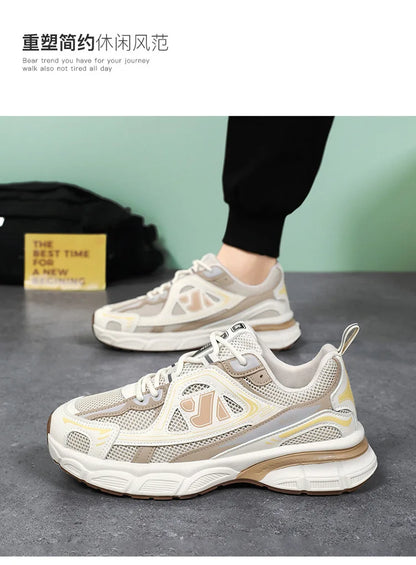 Men's Sneakers Fashion Breathable Sports Shoes Outdoor Running Shoes for Men Lace Up Platform Training Sneakers Tenis Masculino
