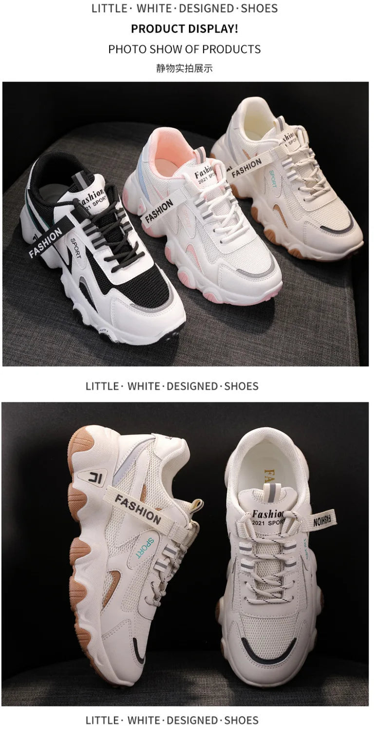 Zapatillas Mujer Sneakers Trendy Mesh Platform Sneakers Leather Shoes Breathable Socofy Casual Sports Shoes Women Flats