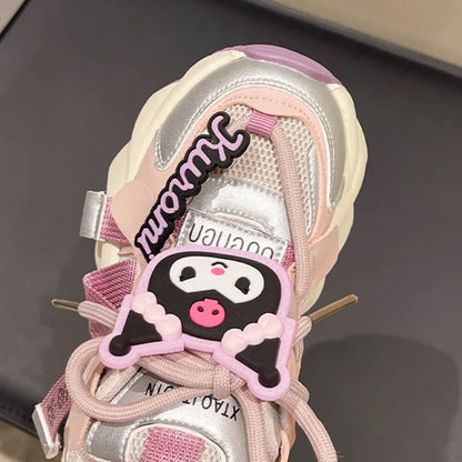 Cute Girl's Sneakers Cartoon Kuromi Melody Children Tennis Shoes Fashion Versatile Causal Classic Kids School Basketball Shoes