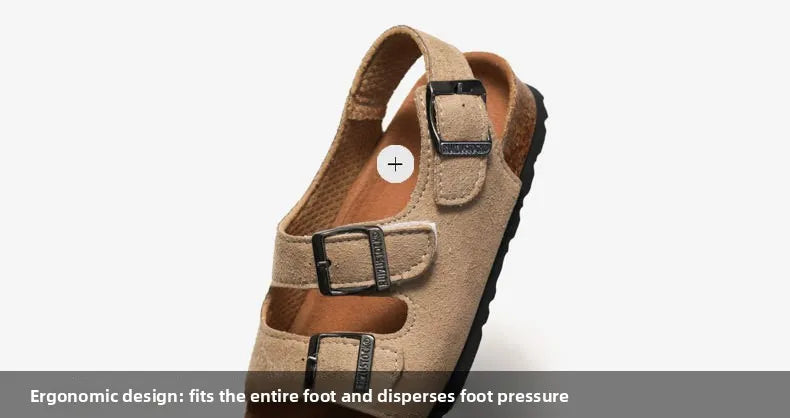 Boys Summer Soft Soled Cork Sandals Children One Line Herringbone Slippers Girl Beach Breathable Double Ring Buckle Casual Shoes