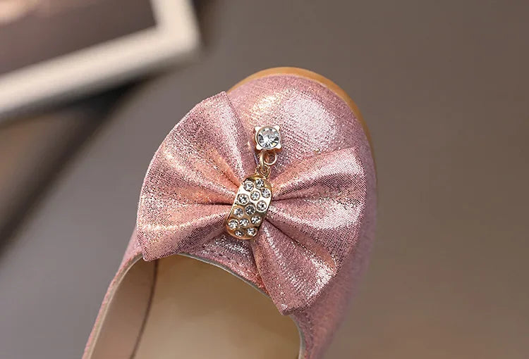 Girls Summer Versatile Rhinestone Fine Glitter Shoes Children Korean Version Bow Princess Sandals Girl Fashion Show Casual Shoes