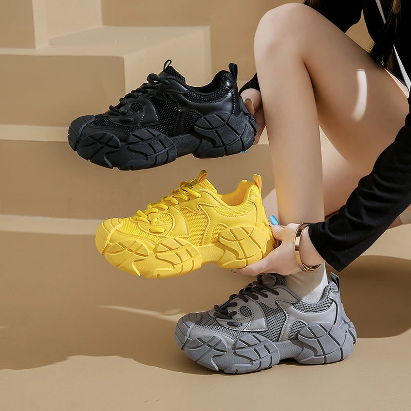 Women Platform Sneakers Lace Up Running Sports Shoes Soft Breathable Tennis Sneakers Casual Outdoor Comfortable Shoes For Female