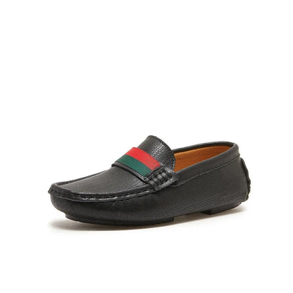 Boys Leather Shoes Black White for School Party Wedding Kids Formal Flats Loafers Slip-on Soft Loafers Children Moccasins 26-37