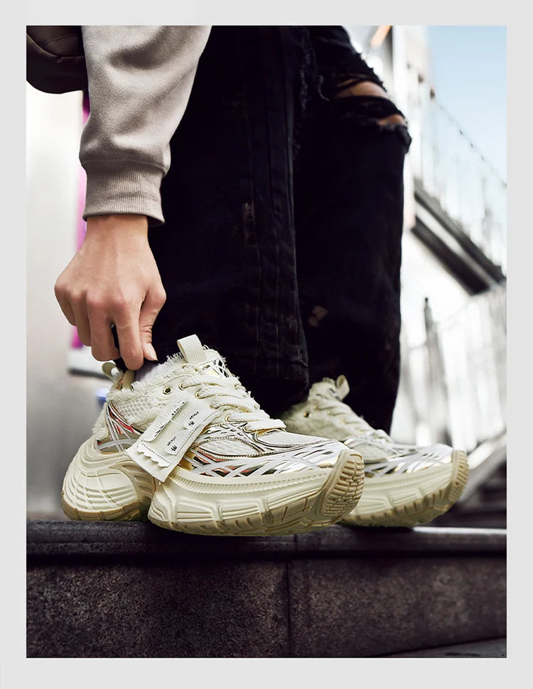 White Chunky Sneakers Women Summer Autumn Bling Rhinestones Shoes for Girls Thick Platform Footwear Size 36-44 Shoes for Men