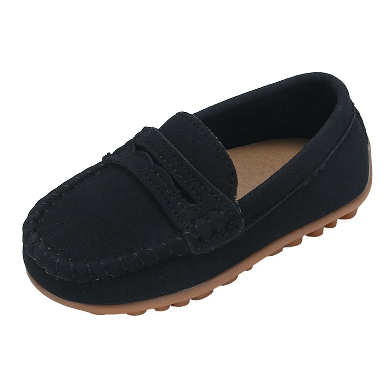 Boys Moccasins Shoes Fashion Solid Color Kids School Causal Shoes Breathable Non-slip Children Slip-on Flats Loafers Size 21-30