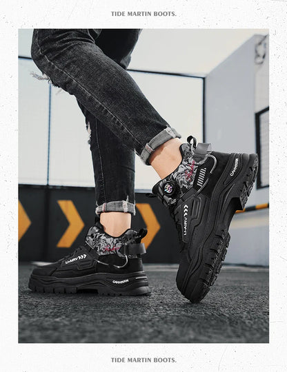 Men's Casual Outdoor Boots Fall Breathable Trendy Versatile Leisure Knob Board Shoes Anti-slip Riding Fashion Sneakers  (Available)