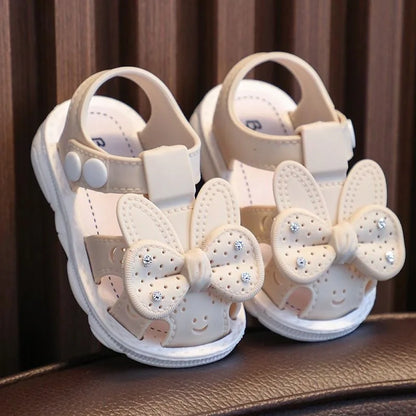 New Summer Cute Bow Rhinestone Baby Shoes For Girls Non-Slip Soft-Soled Children Toddler Kids Sandals With Covered Toes