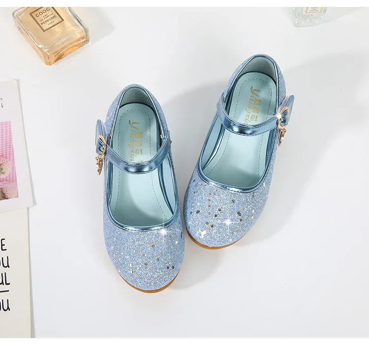 Girl High Heels Princess Shoes Halloween Cosplay Kids Shiny Party Dress Up Leather Shoe for School Uniform Wedding