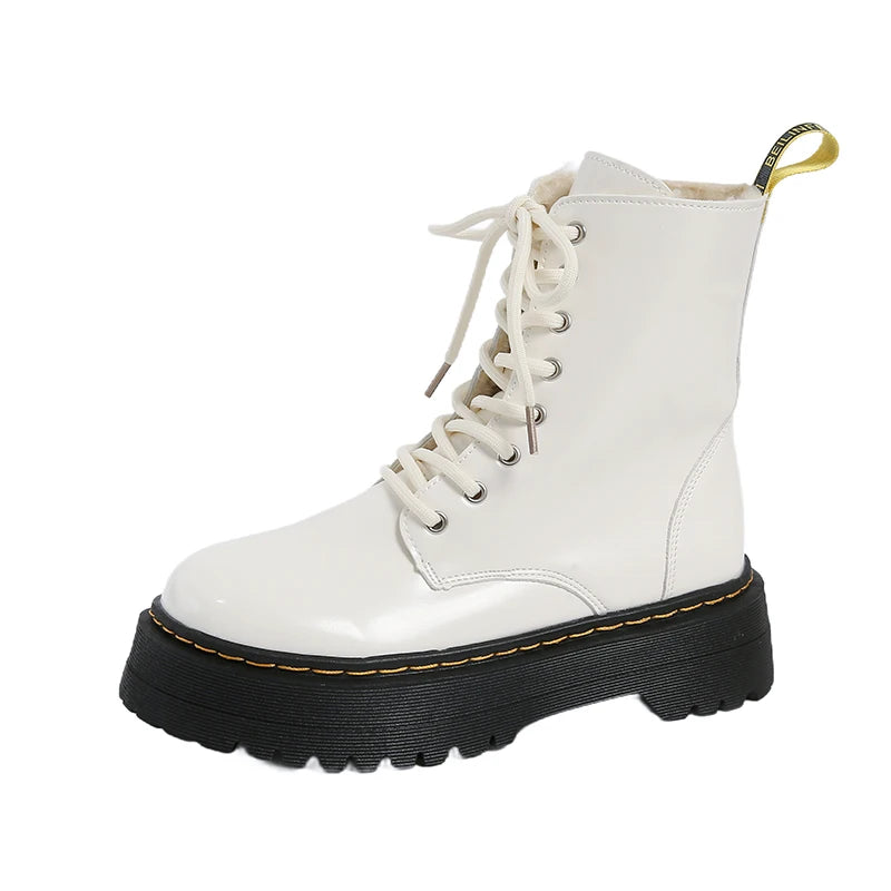 New Women Boots Goth Casual Shoes Woman Leather Chelsea Classic Female Goth Shoes High Platform Boots Women Boots