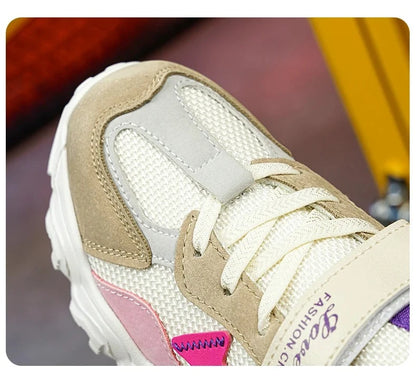 Fashion Children Shoes Girls Sneaker Black Pink PU Leather Platform Casual Sneaker School Tennis Sports Shoes for Girls