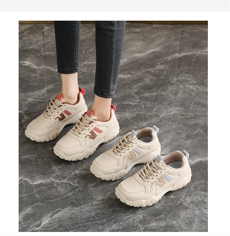 Low-top casual sneakers for women, versatile sports shoes, chunky dad shoes, slip-resistant and durable fashion shoes, KT299-1