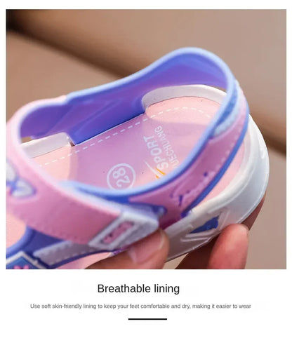 Children Sandals Summer Cartoon Soft Sole Anti Slip Boys Sandals Fashionable Girls Beach Shoes 4-10T Kid PVC Sandals