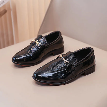 Children Leather Shoes Boys Formal Shoes Black Classic Point Toes Soft Bottom Spring Autumn British Style Kids Flat Shoes