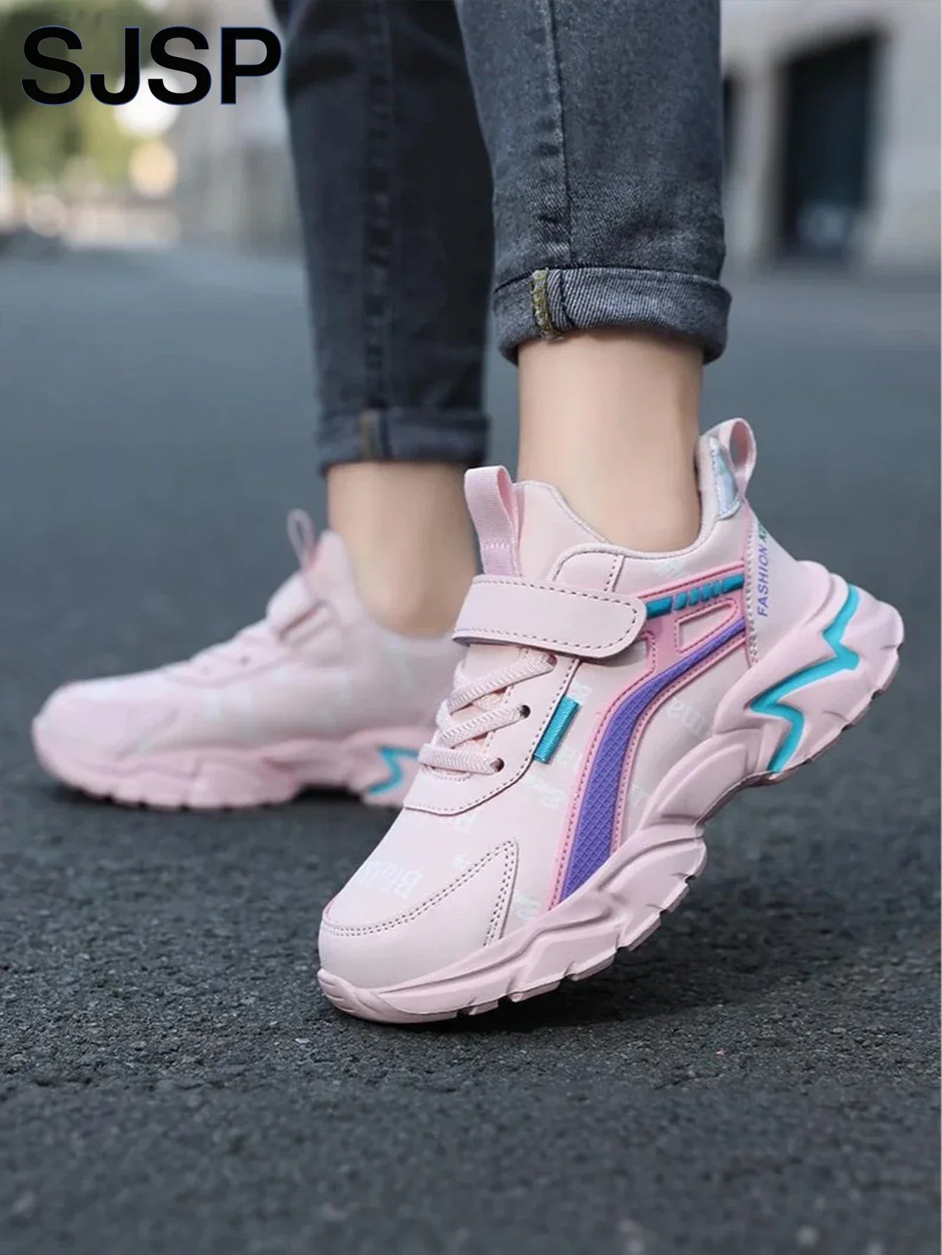 Children's Casual Pink Girls' Leather Shoes, Fashionable Lightweight Running Shoes for Teenagers and Students Aged 7-15, Children's Sports Shoes for Girls