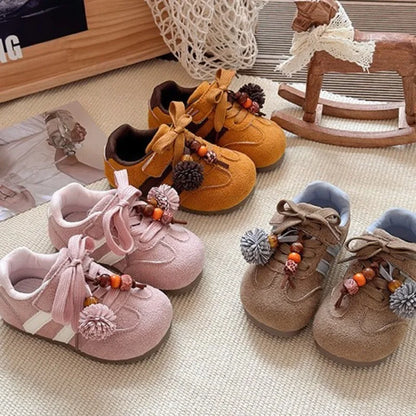Girls Casual Sneakers Autumn New Toddler Flat Shoes Flower Children Retro Classic Fashion Non-slip Kids Running Sport Shoes