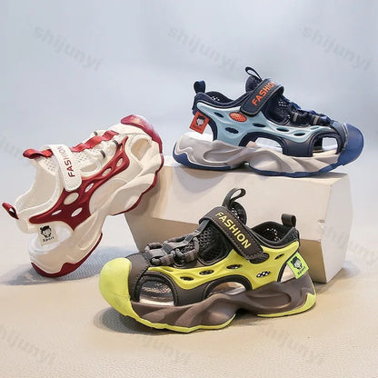 Children's Mesh Hollow Breathable Casual Sandals Boys' Fashion Sports Cool Shoes 2025 Summer Soft Soled Non Slip Beach Sneakers