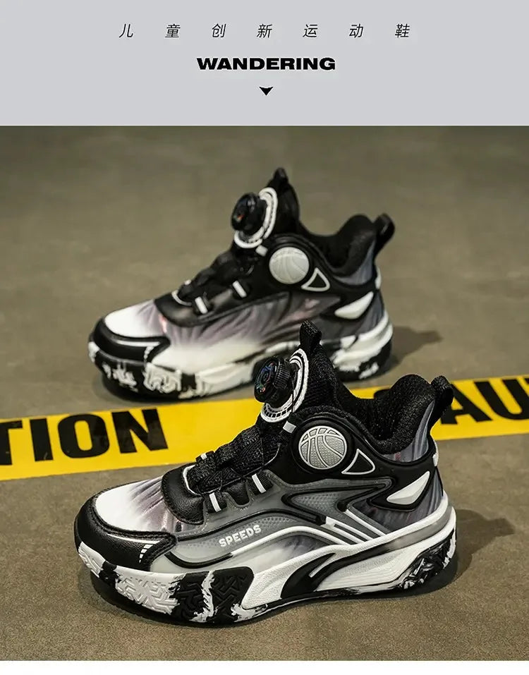 Boys Basketball Shoes Training Running Sports Sneakers Spring Autumn New Style Middle Large Children Boy Knob Movement Footwear