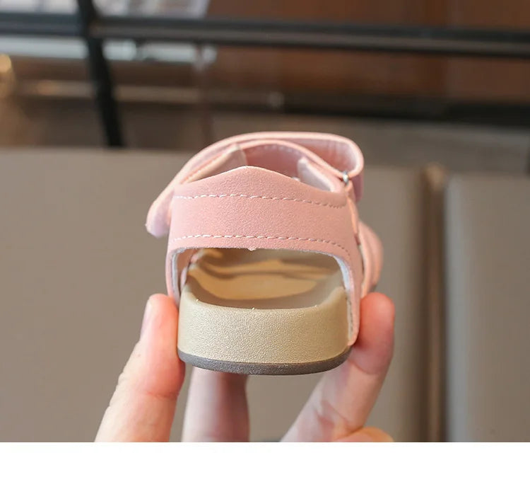 Boys Girls Sandals PU Suede Soft Beach Shoes For Children Casual Hook Loop Anti Slip Kids Sandals