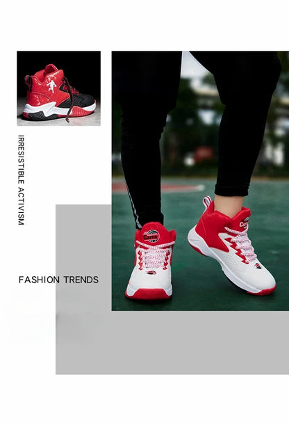 Boys Basketball Shoes High Quality Soft Top Thick Sole Non-slip Kids Sneakers Children Trainer Shoes Outdoor Boy Sport Basket