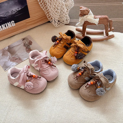 Girls Casual Sneakers Autumn New Toddler Flat Shoes Flower Children Retro Classic Fashion Non-slip Kids Running Sport Shoes