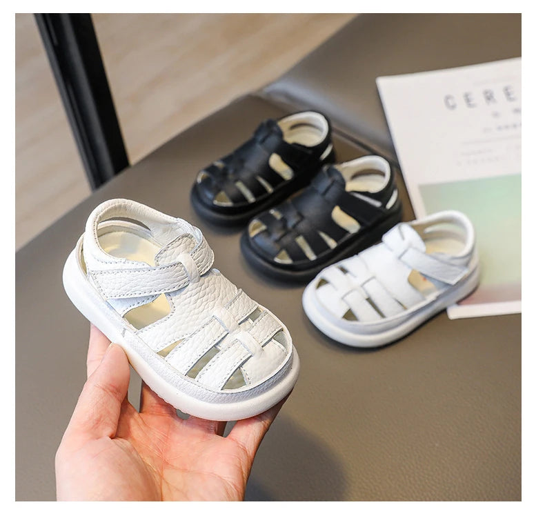 Baby Boys Sandals Girls Casual Shoes Summer Infant Toddler Shoes Anti-Slippery Genuine Leather Sport Beach Sandals for Kids